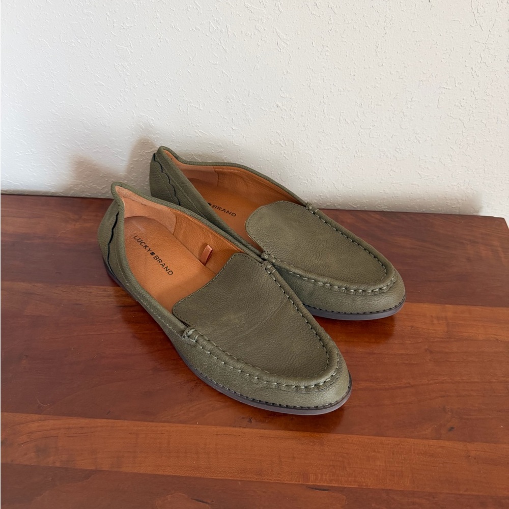 Lucky Brand Green LP Edrica Slip On Loafer Womens 6.5 Eclectic Grandpa Classic
